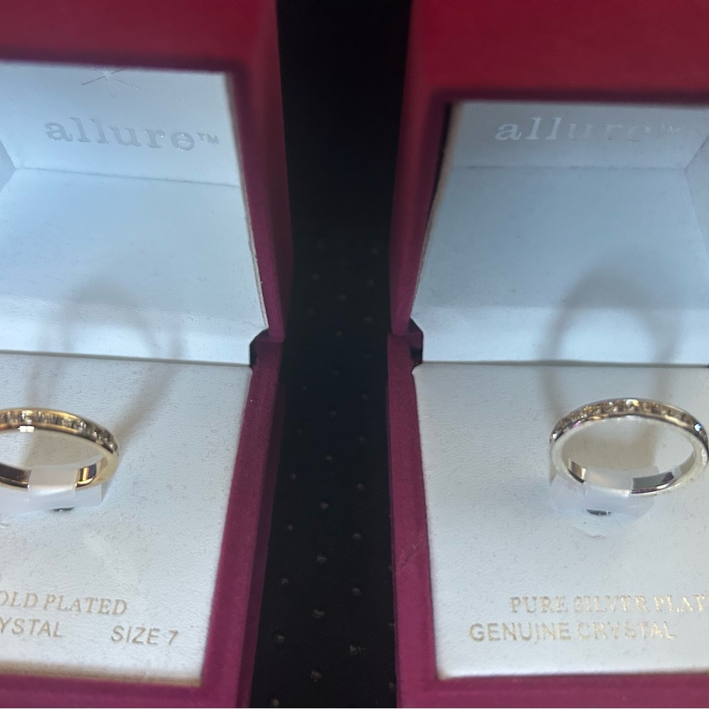 Allure Gold plated and Silver plated Crystal Ring Set